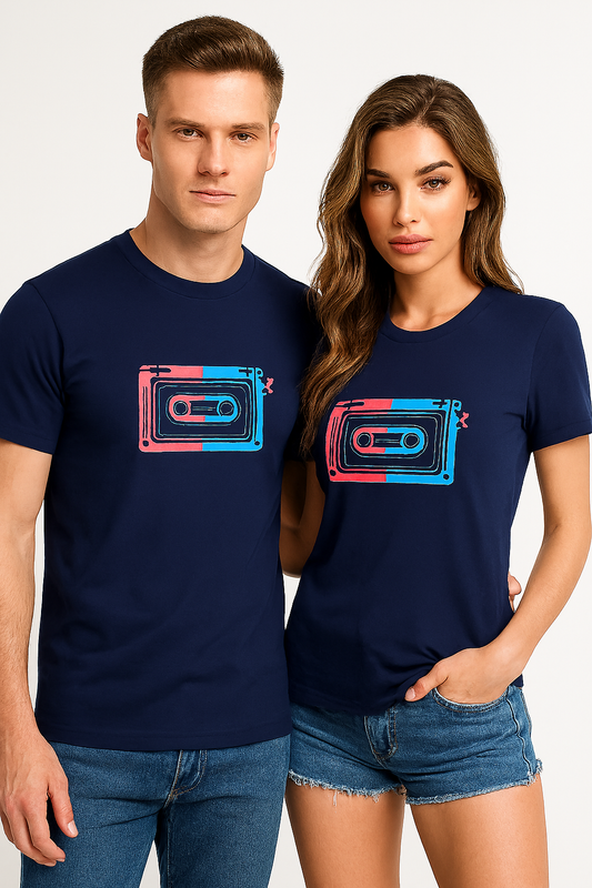 A head turner Unisex Classic Crew T-Shirt featuring a bold retro pixel cassette print.