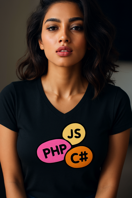 Unisex V Neck T-Shirt | Code Culture Collection: JavaScript, C#, PHP Printed T-Shirts
