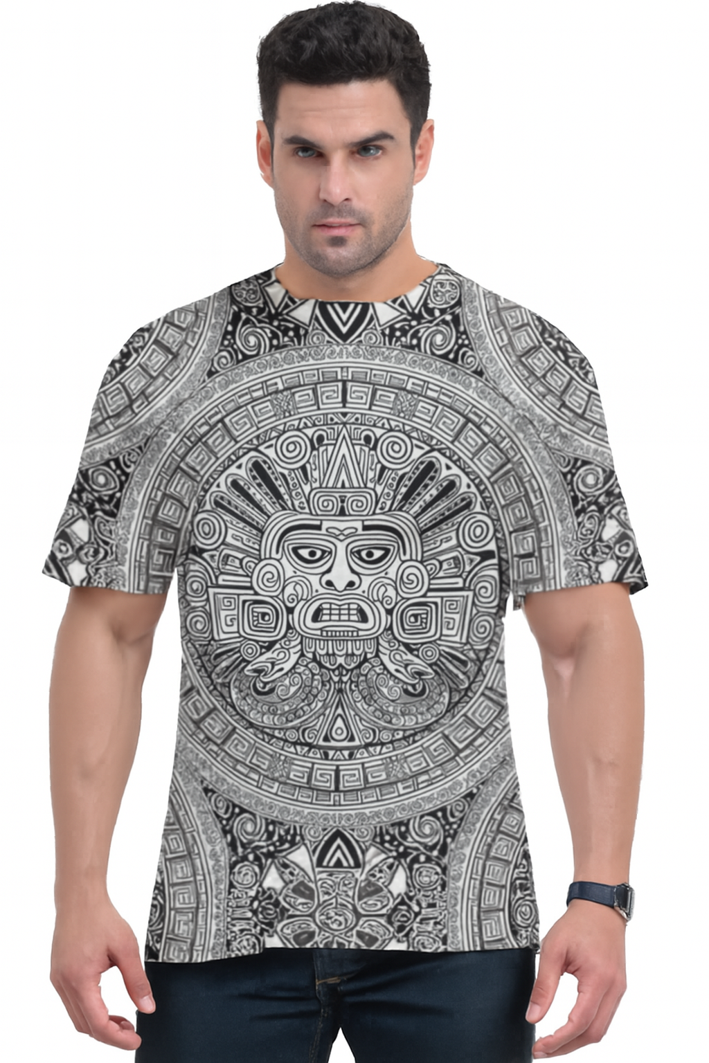 Make history wearable with our Unisex AOP Oversized Tee featuring black and white ancient art prints