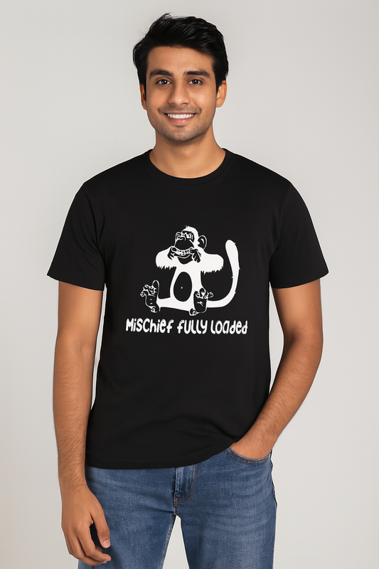 A Mischievous Mood: Unisex “Monkey Fully Loaded” Classic Crew T-Shirt