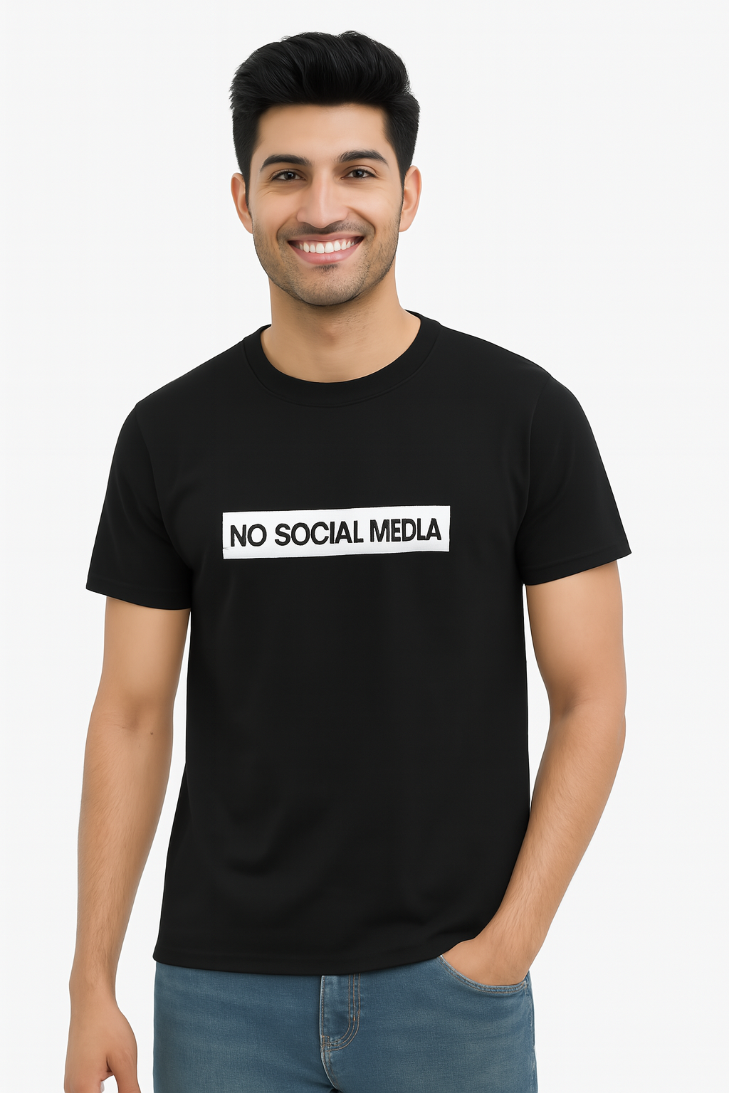 Printed Statement, No Social Media, Timeless Fit Unisex Classic Crew T-Shirt