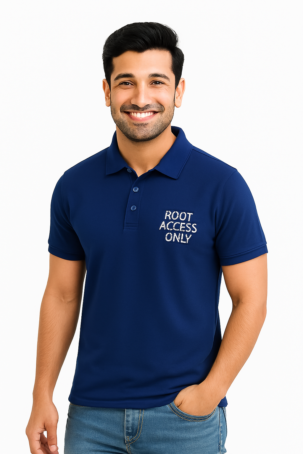 Men’s Polo Shirt – Embroidered “Root Access Only”, Techwear Statement, Premium Fit