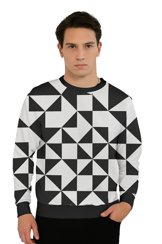 Printed Men’s Sweatshirt – Black & White Graphic Streetwear | Bold, Comfy, Statement-Making