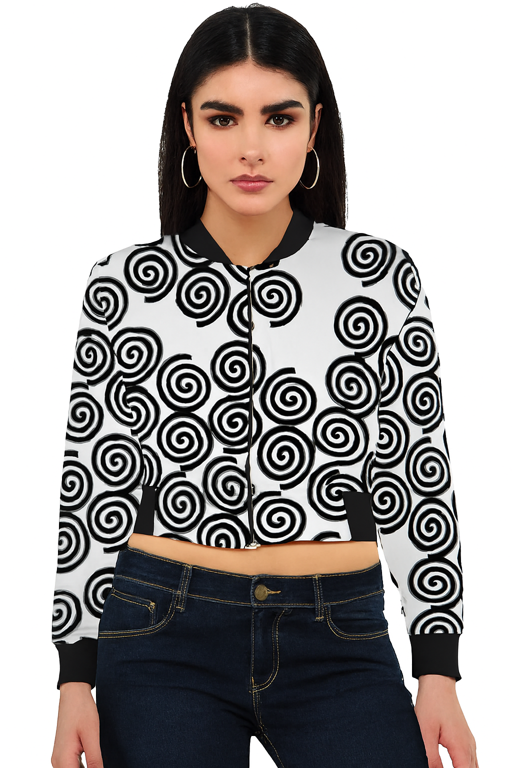Women’s Bomber Jacket – Whirl Print, Premium International Design