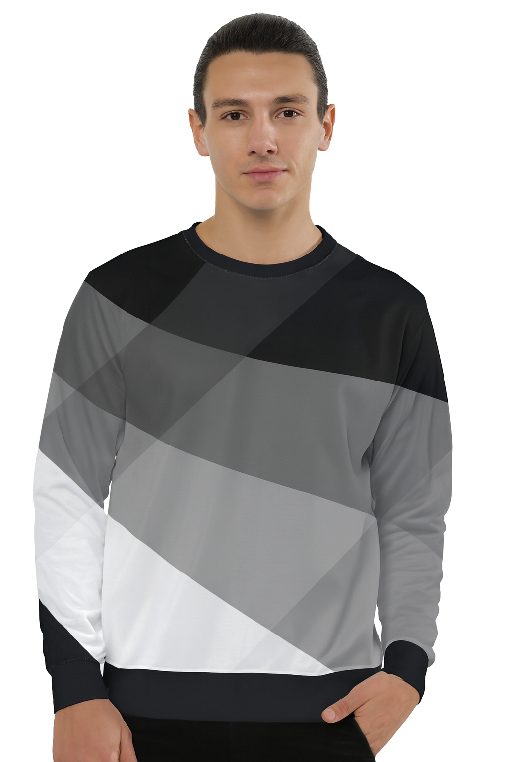 Monochrome AOP Sweatshirt – Black, White & Grey All-Over Print | Unisex Streetwear