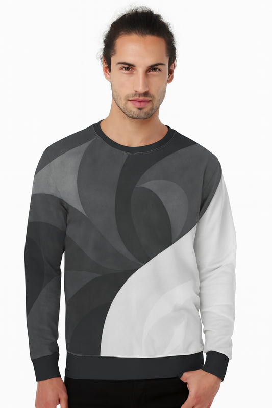 Monochrome AOP Sweatshirt – Black, White & Grey All-Over Print | Unisex Streetwear