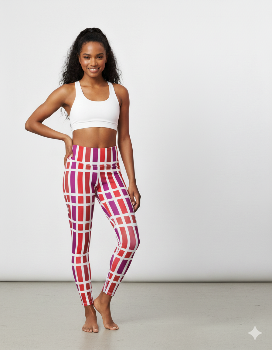 Women's AOP Gym Leggings – Colorful Line Pattern Performance Wear