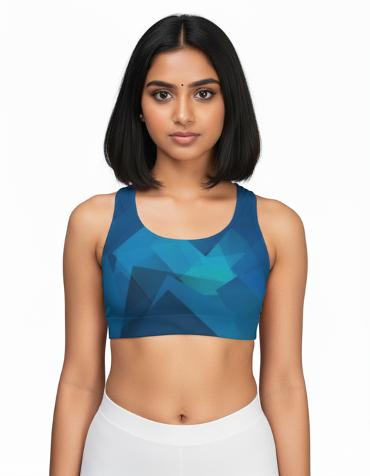 Train bold with our All-Over Print Sports Bra—designed for support, style, and standout performance.