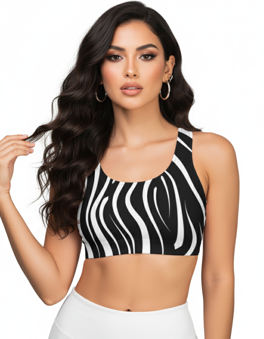 Amp up Sports Bra – Zebra Printed Activewear by GARYVARONES