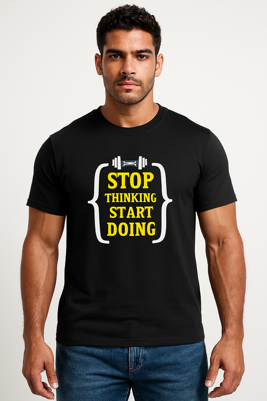 Break through hesitation with our “Stop Thinking, Start Doing” 100% Cotton Unisex Classic Crew T-Shirt