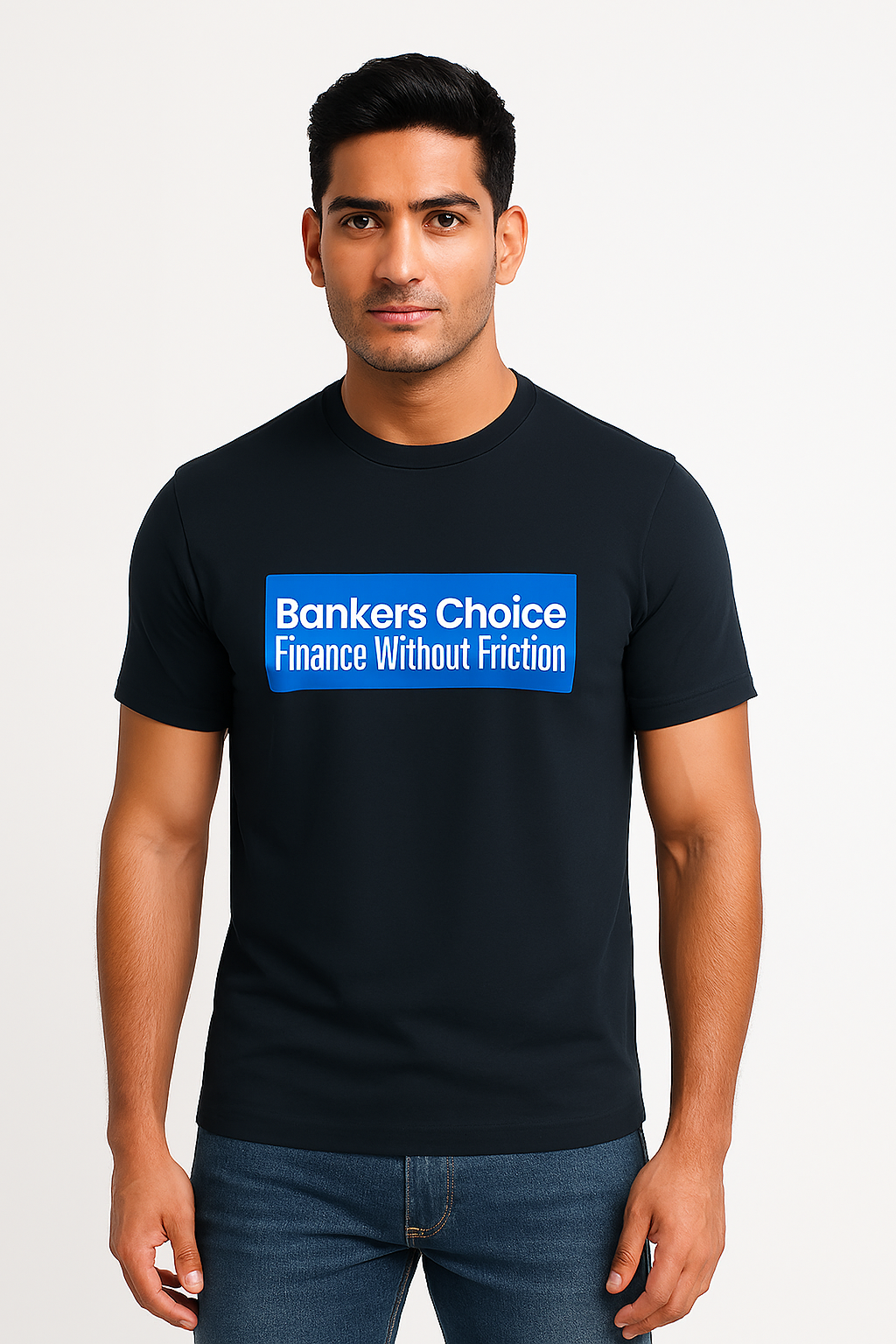 Showcase your edge with this ultra-soft Supima cotton unisex t-shirt featuring the bold “Bankers Choice – Finance Without Friction” print.Unisex Supima T-Shirt