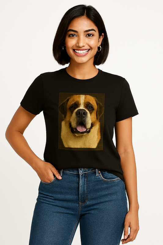 Unisex Premium Saint Bernard Dog Face Printed T-Shirt – HD Artwork for Pet Lovers