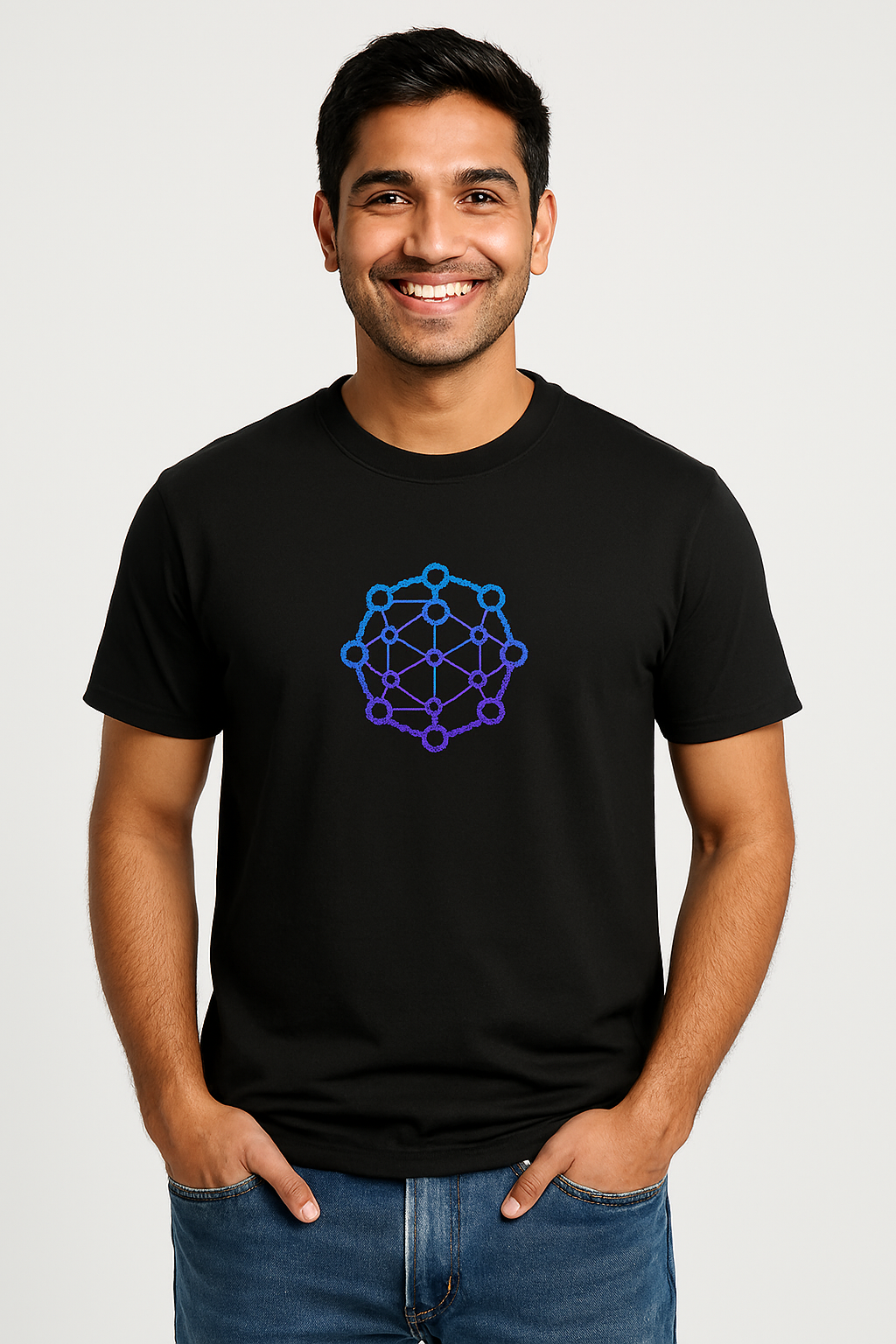 Unisex Classic Crew T-Shirt: Network Connection Gradient Print
