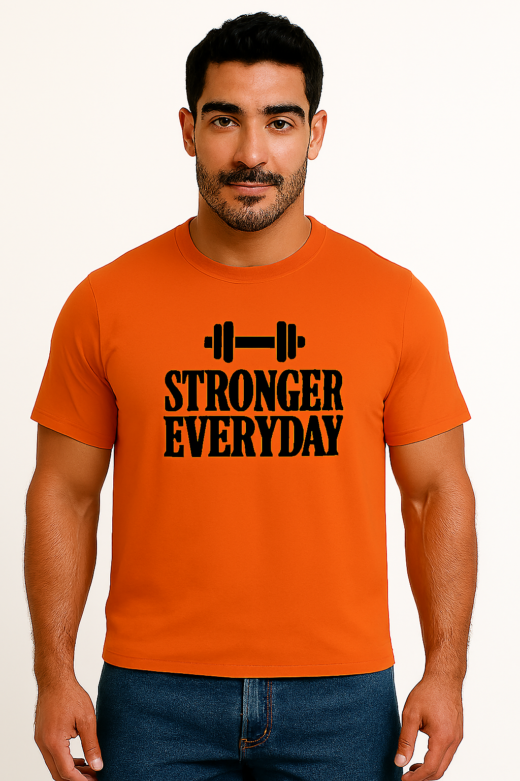 Stronger Every Day” 100% Cotton Unisex Standard Crew T-Shirt—designed for gym goers committed to progress. Unisex Classic Crew T-Shirt