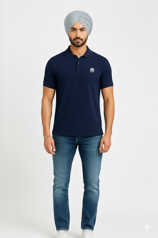 Men's Petrol Blue Polo T-Shirt | Lion Logo Embroidery |