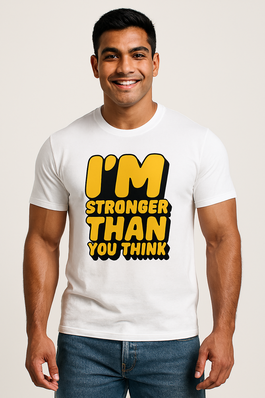 Unisex Standard Crew T-Shirt printed with 'I am stronger than you think'